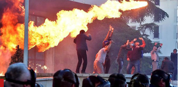 Petrol bombs hurled at Albania PM’s office