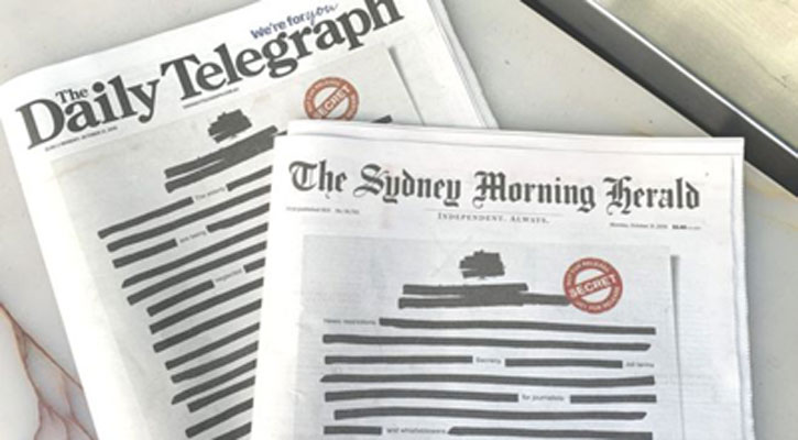 Australian newspapers black out front pages in ‘secrecy’ protest