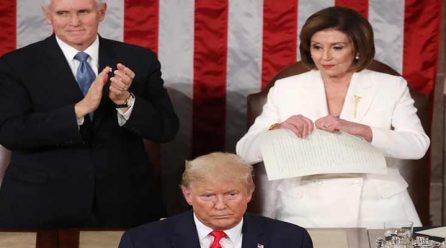 Trump does not shake Pelosi’s hand, she rips up his speech copy
