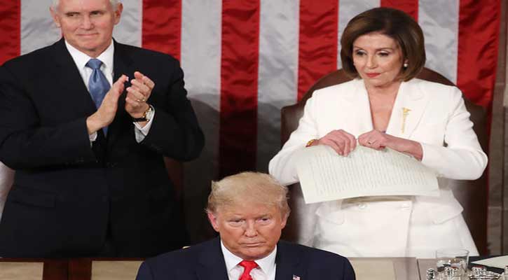 Trump does not shake Pelosi’s hand, she rips up his speech copy