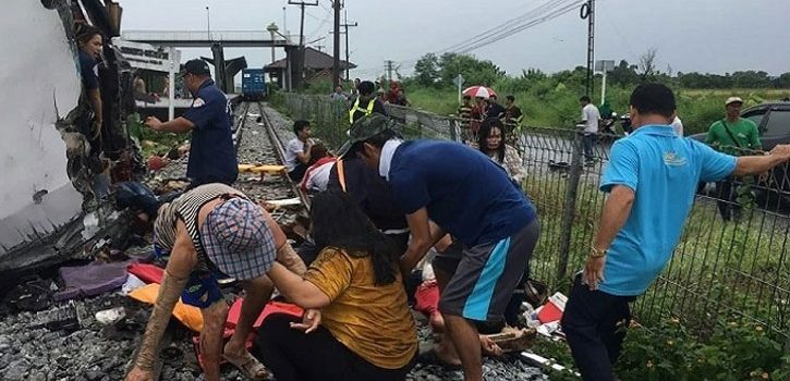 17 killed in Thailand bus-train collision