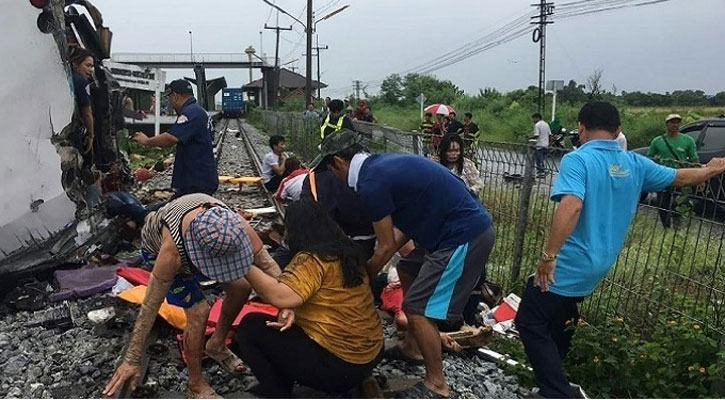 17 killed in Thailand bus-train collision