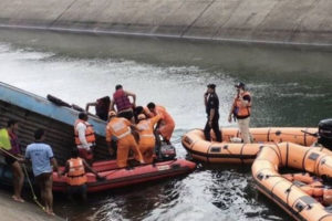 At least 37 dead after bus falls into canal in India